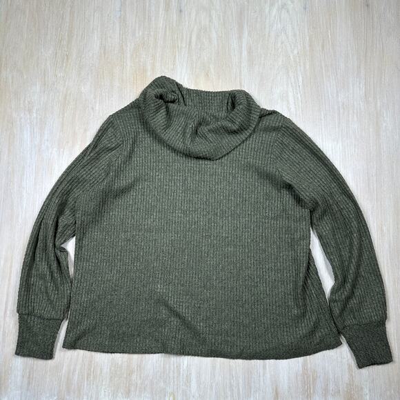 Torrid Green Ribbed Knit Cowl Neck Pullover Long Sleeve Cozy Sweatshirt 1X - Picture 10 of 13